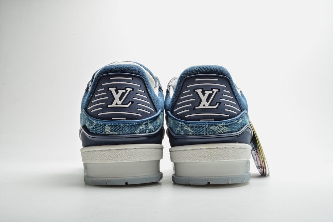 Louis Vuitton Blue/Black Monogram Denim and Suede Low Top Sneakers