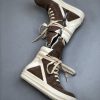 Rick Owens Scarpe Pelle Geobasket In Dust - Image 10